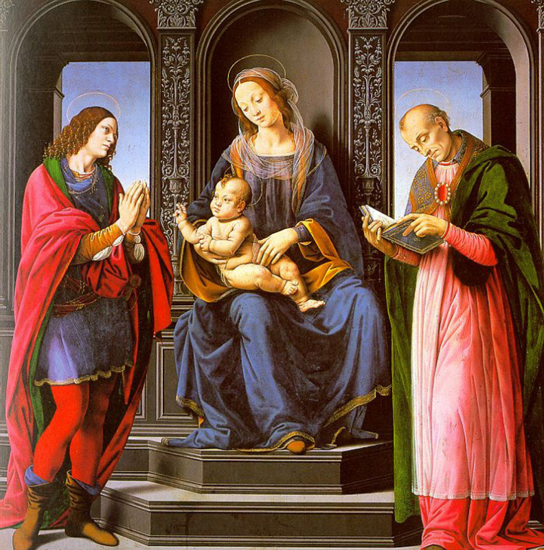 Lorenzo di Credi. Madonna and child with St. Julian and St. Nicholas of Myra