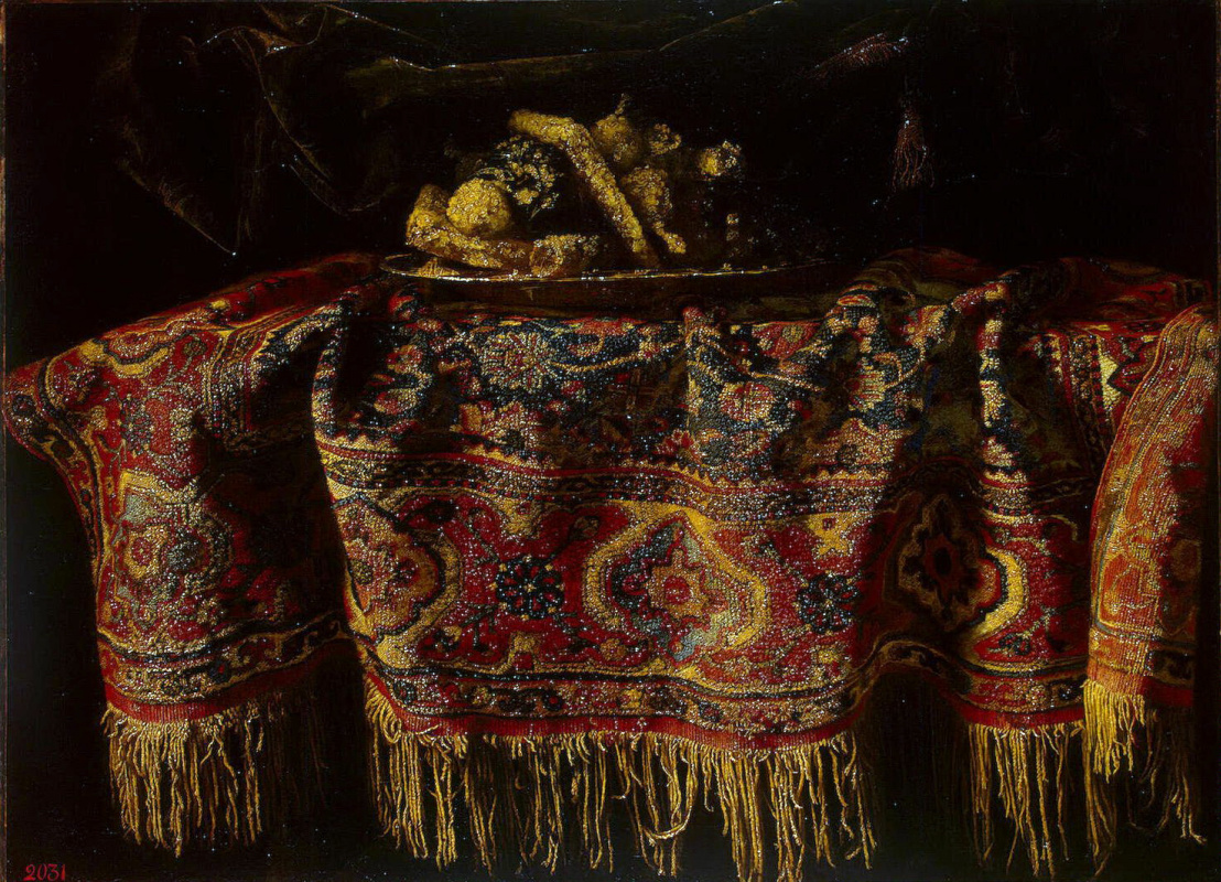 Франческо Мальтезе. Натюрморт с восточным ковром