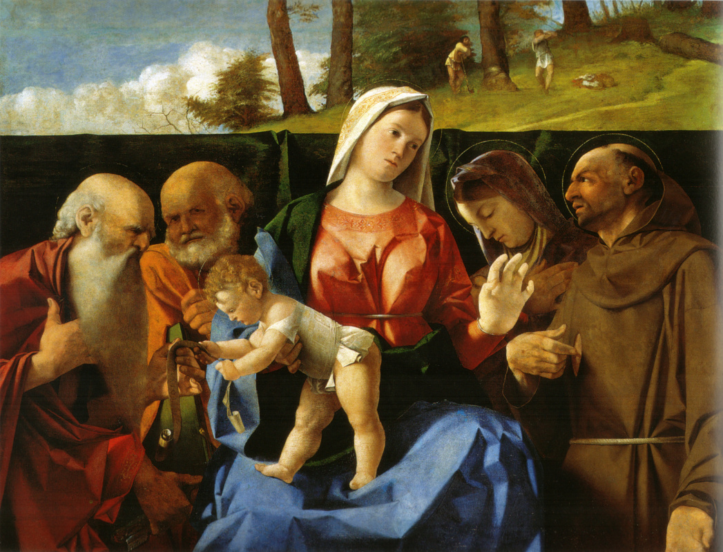 Lorenzo Lotto. Madona in otrok s svetniki