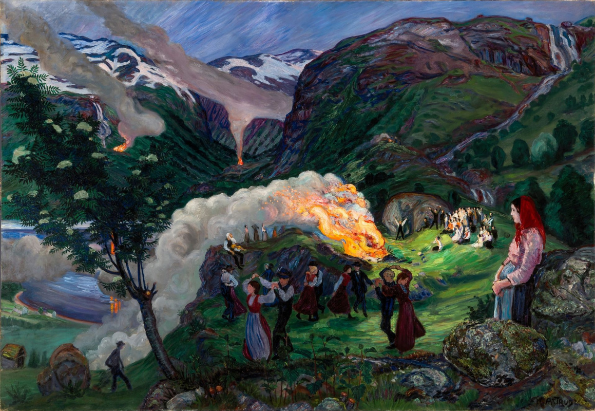 Nikolay Astrup. A great bonfire on Midsummer night