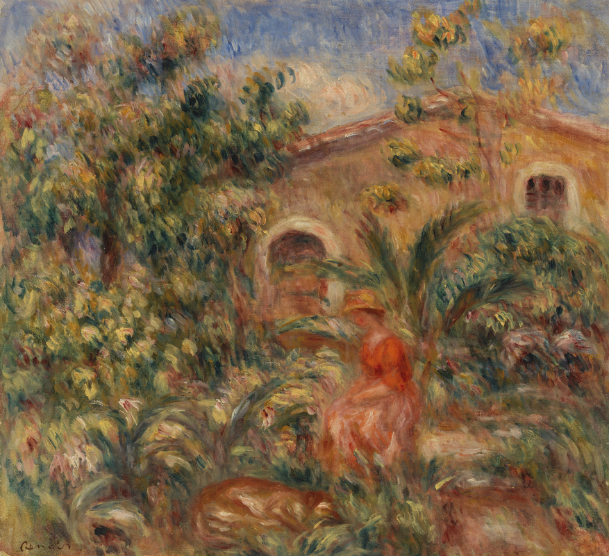 Pierre-Auguste Renoir. Landscape with Woman and Dog