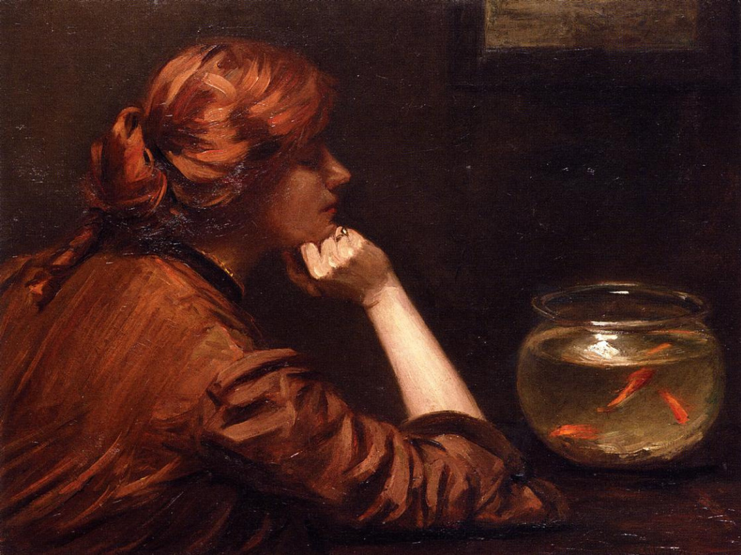 John White Alexander. Fish in the aquarium