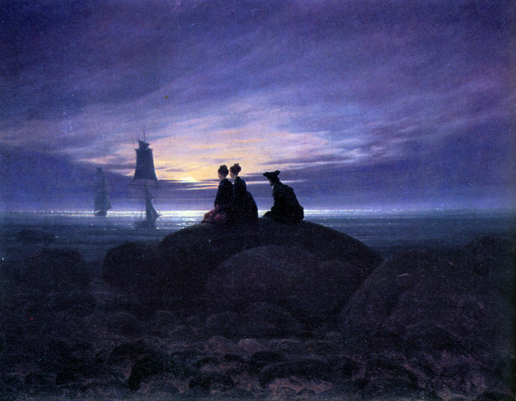 Caspar David Friedrich. Moonrise over the sea