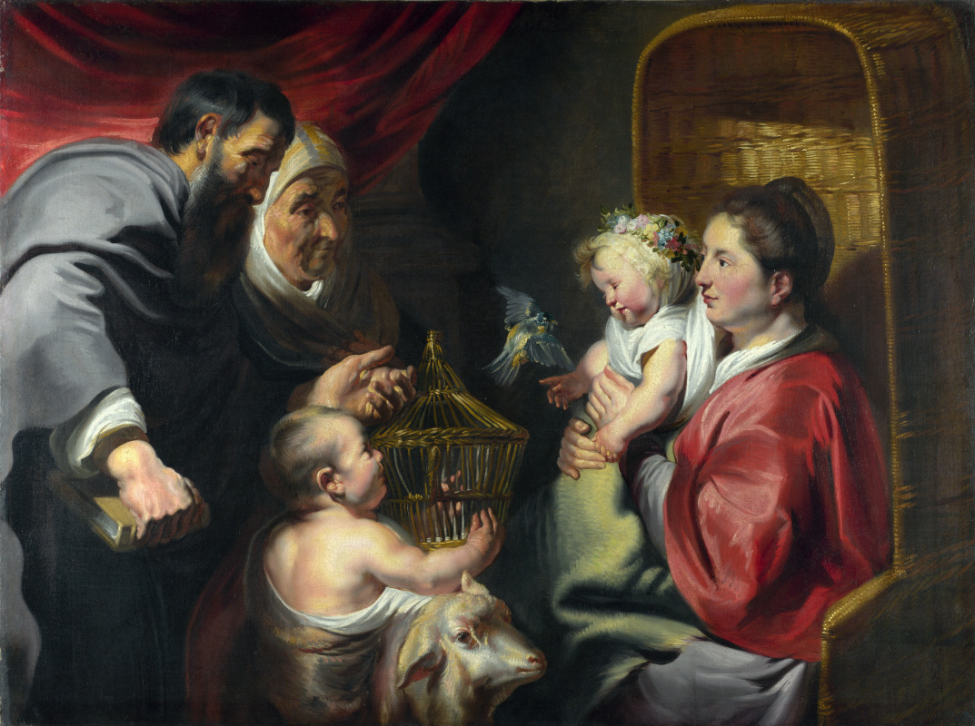 Якоб Йорданс. Мадонна с младенцем со святыми Захарией, Елизаветой и Иоанном Крестителем