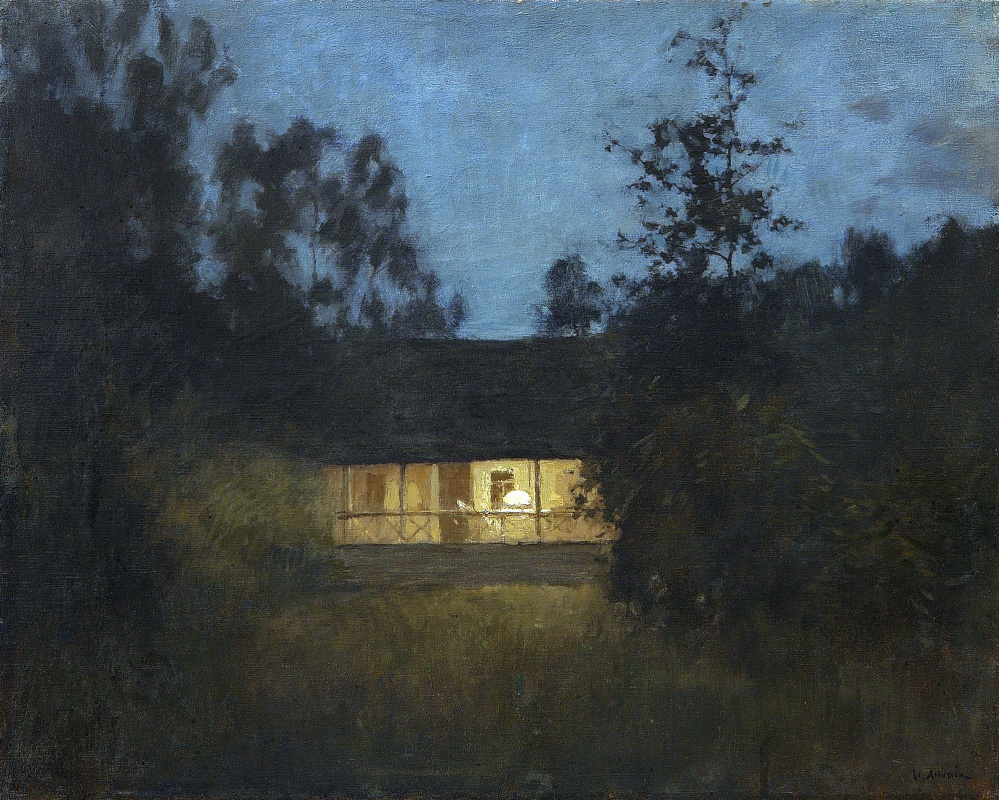 Isaac Levitan. At the cottage in the twilight