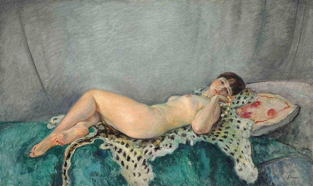 Henri Lebasque. Nude on a leopard skin, Cannes