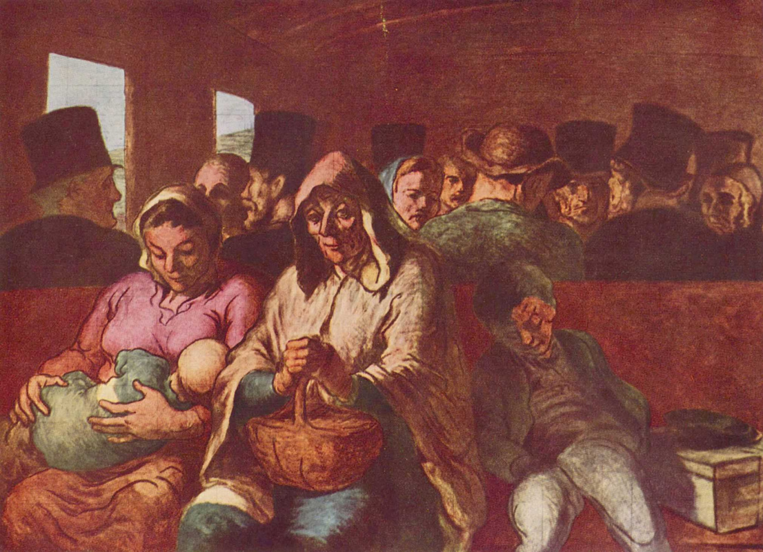 Honore Daumier. The third class carriage