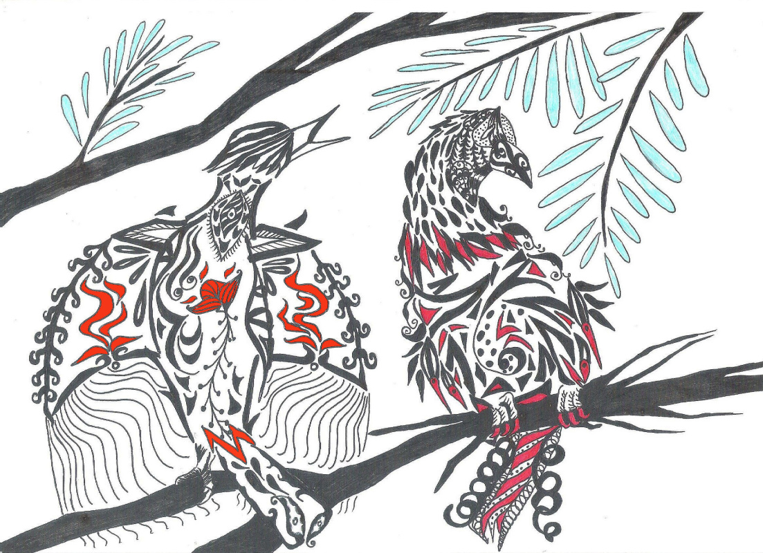 Nikolai Nikolaevich Olar. Series of stylized drawings, "Birds" (10)