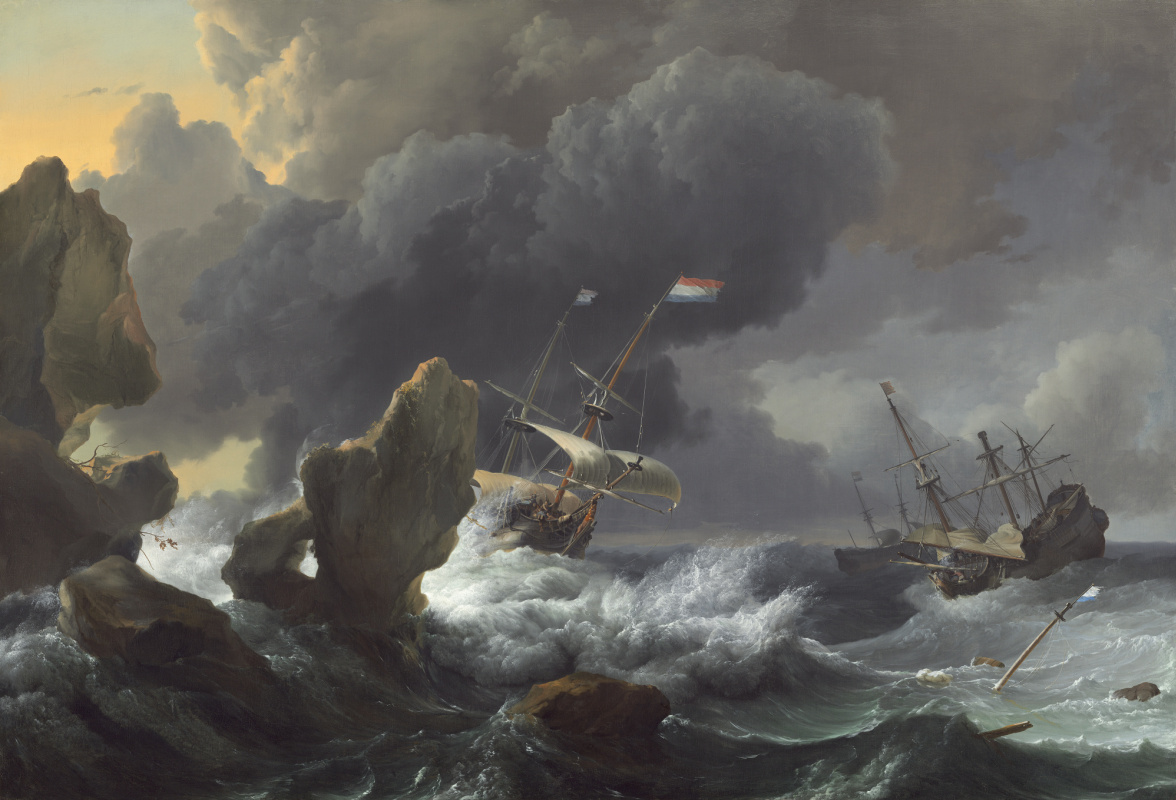 Ludolf Buckhuisen. Ships in Distress off a Rocky Coast