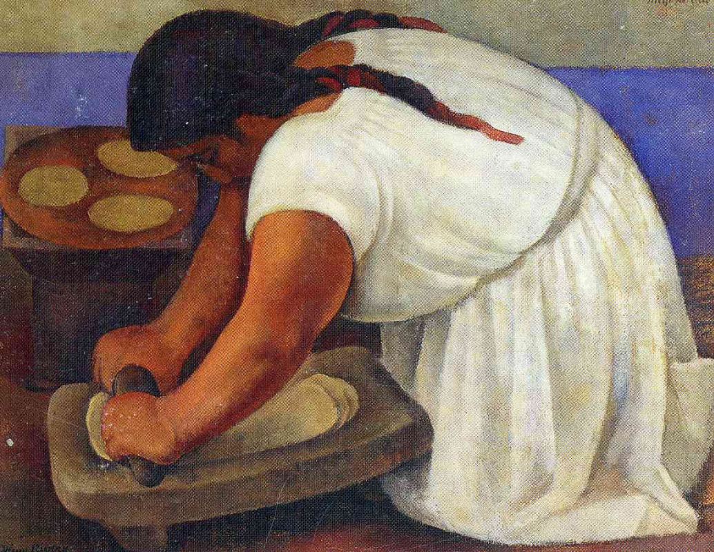 Diego Maria Rivera. Woman crushes corn