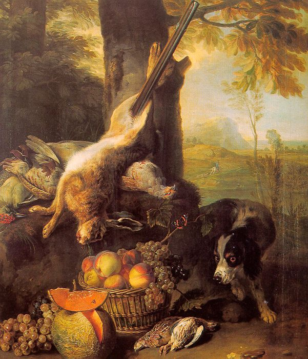 Alexander Francois Desportes. Still life with dead hare and fructose