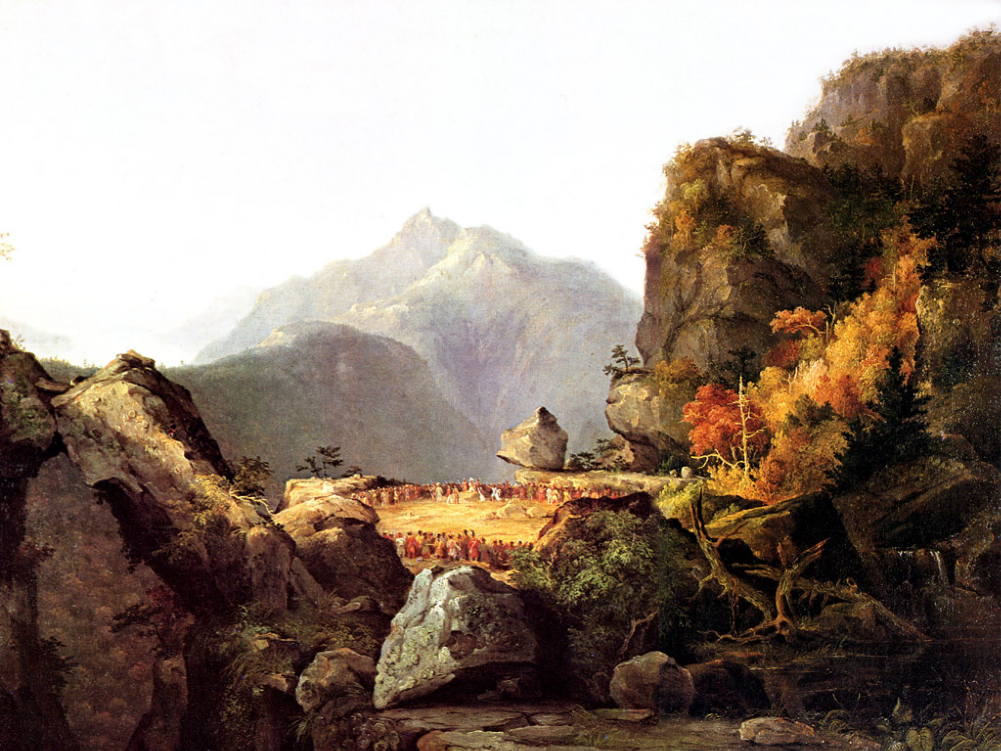 Tableau Le Dernier Des Mohicans – 5 Panneaux Toile, Scène Finale Uncas Et Magua