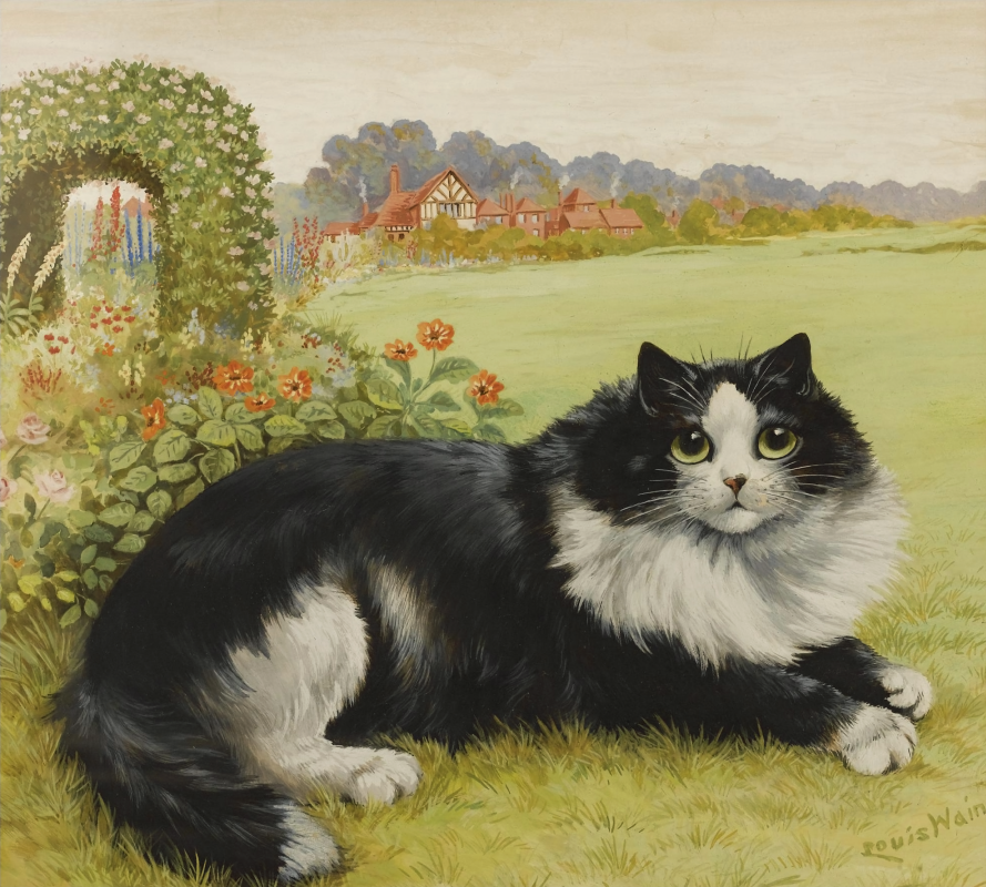 Louis Wain. Cat in the garden