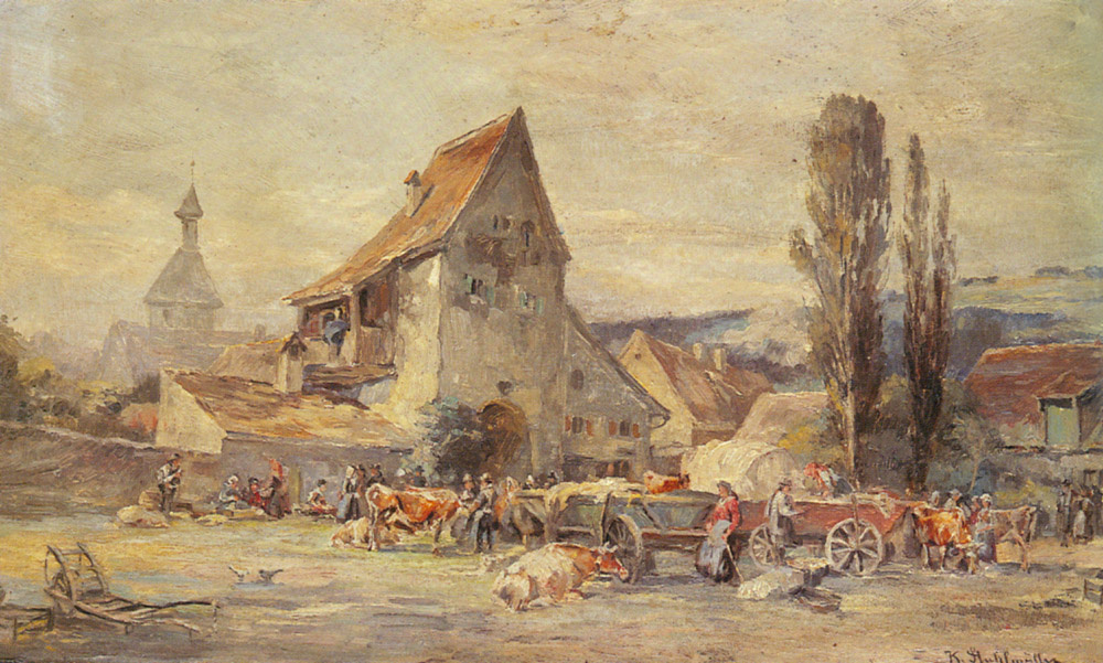 Karl Stahlmüller. The cattle market in Dachau