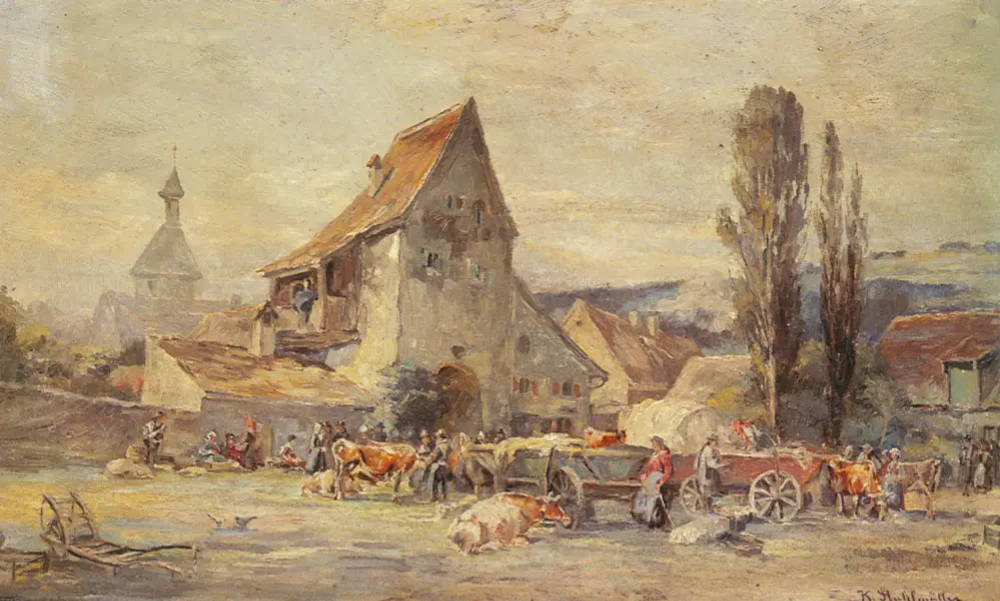 The Cattle Market in Dachau by Karl Stahlmüller