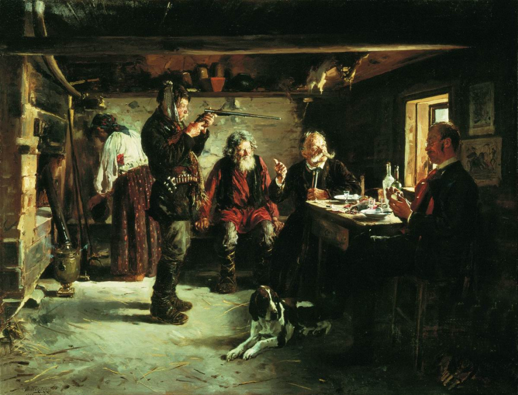 Vladimir Egorovich Makovsky. In the forester hut