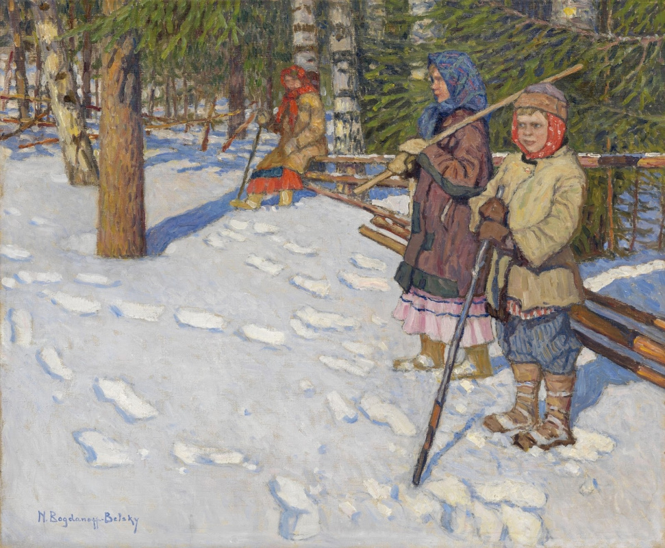 Nikolay Petrovich Bogdanov-Belsky. Kinder im winterwald