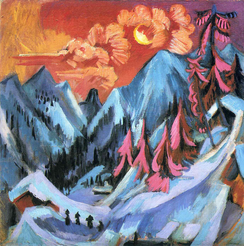 Ernst Ludwig Kirchner. Winter landscape in the moonlight