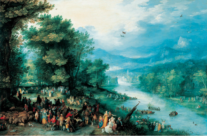 Jan Bruegel The Elder. Paesaggio con giovani Tobias