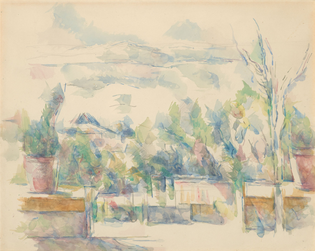 Paul Cezanne. 露台在花园、捕鱼、普罗旺斯地区艾克斯