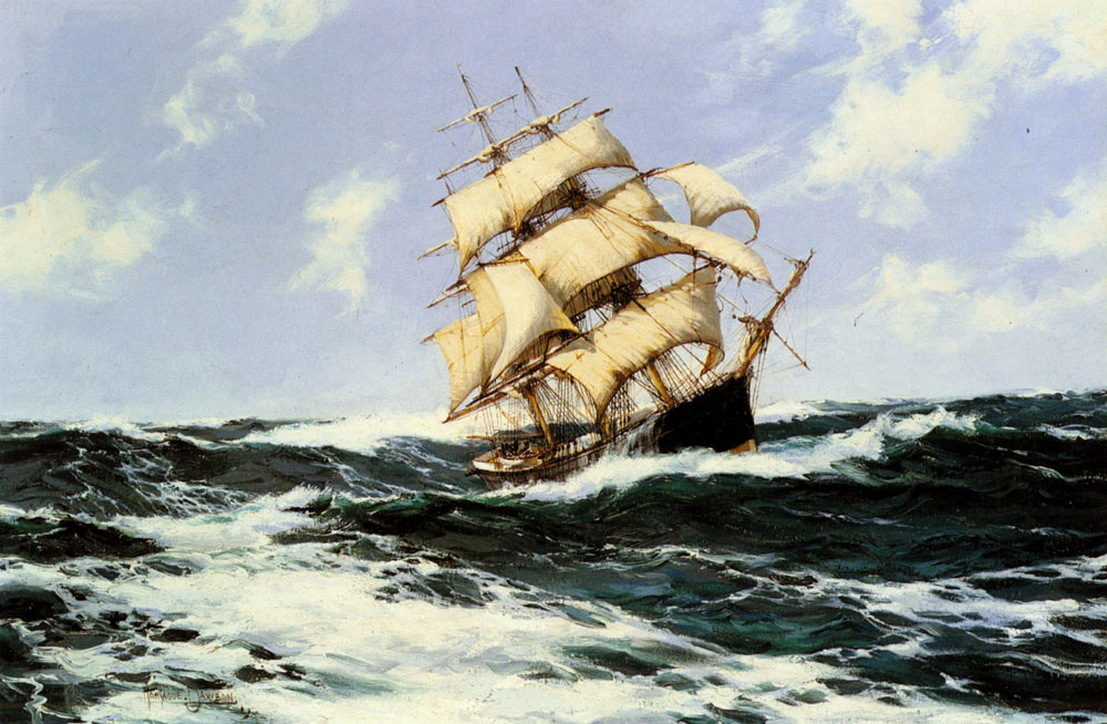 Montague Dawson. Pacific ship on the open sea