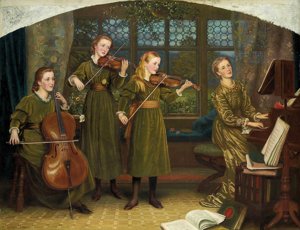 Arthur Hughes. Home quartet. Mrs. Vernon Lushington with daughters