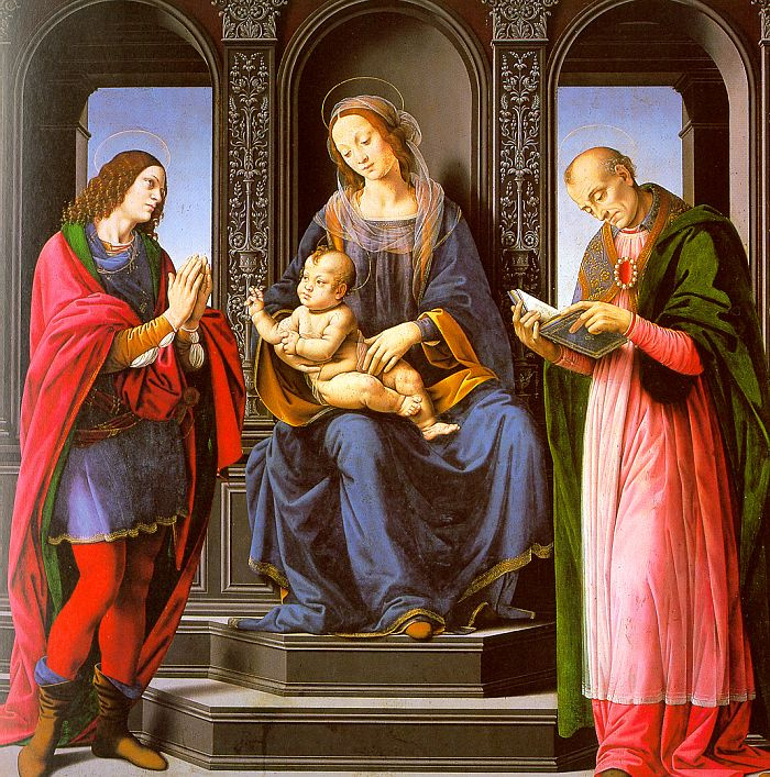 Lorenzo di Credi. Madonna with the child enthroned