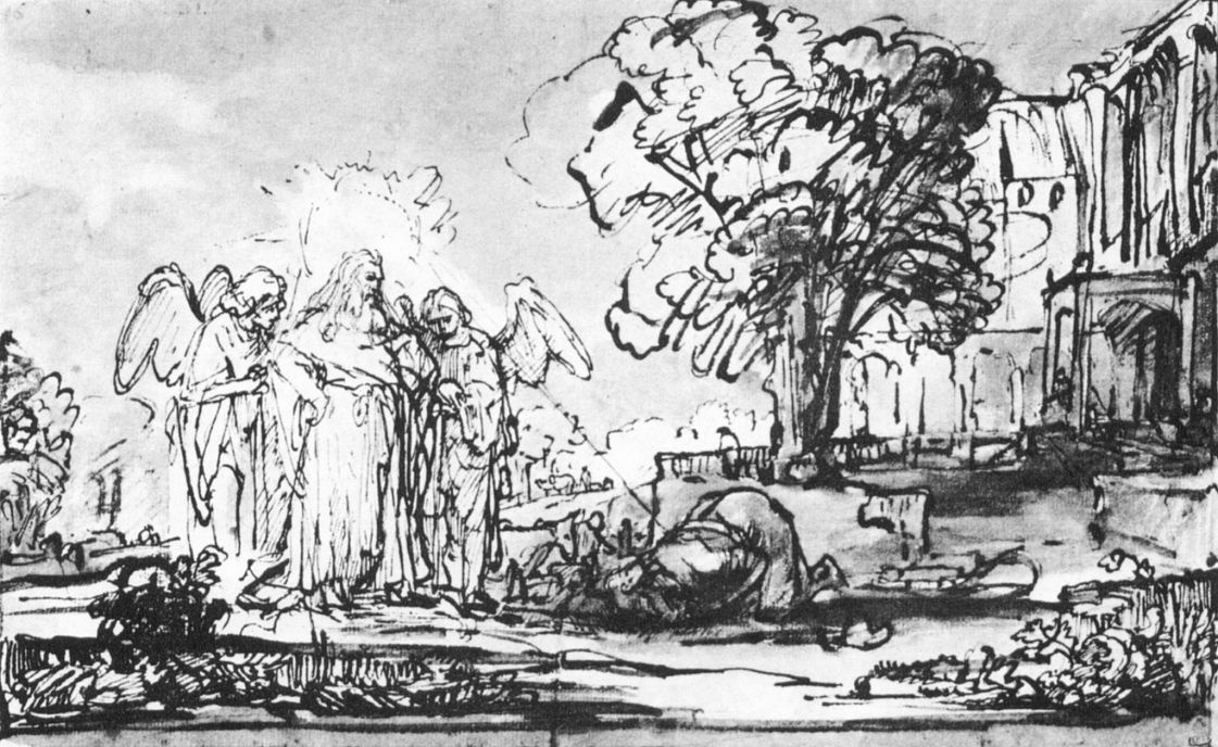 Рембрандт Харменс ван Рейн. Посещение Авраама тремя ангелами