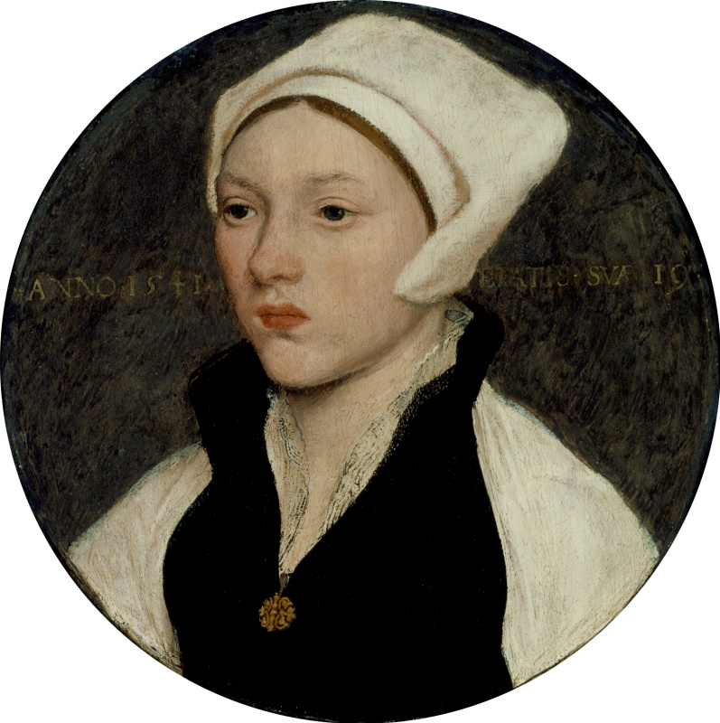 Hans Holbein the Younger. Portrait of a young woman in a white cap