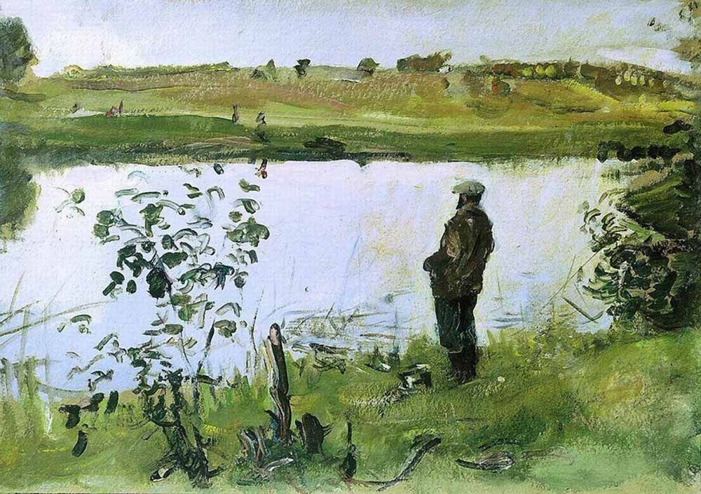 Valentin Aleksandrovich Serov. Artist K. Korovin on the river Bank