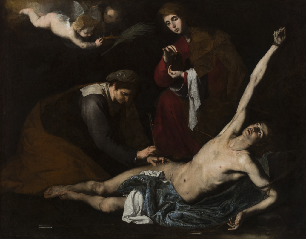 Jose de Ribera. Las santas se inclinan sobre el santo Sebastián