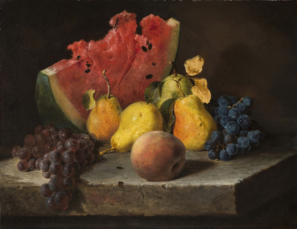 Lilly Martin Spencer. Still life with watermelon, pears and grapes