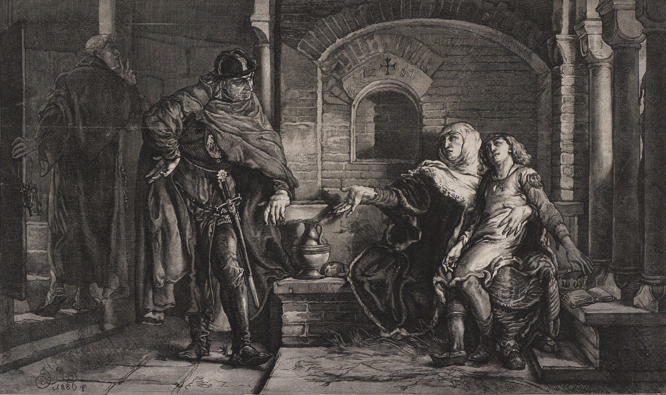 Jan Matejko. Gremislava with a young son Boleslaw in the dungeon of Konrad Mazowiecki