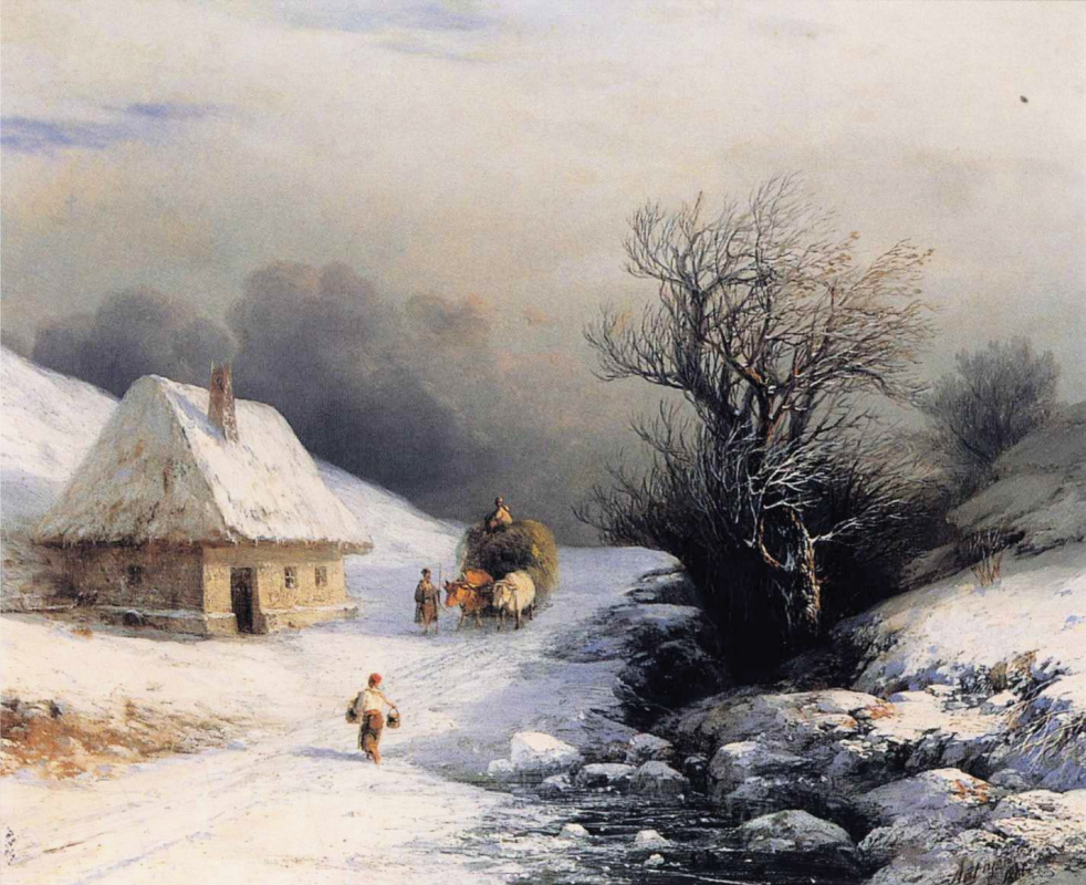 Ivan Aivazovsky. Ukrainian oxcart in winter