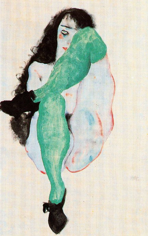 Egon Schiele. Nude in green stockings