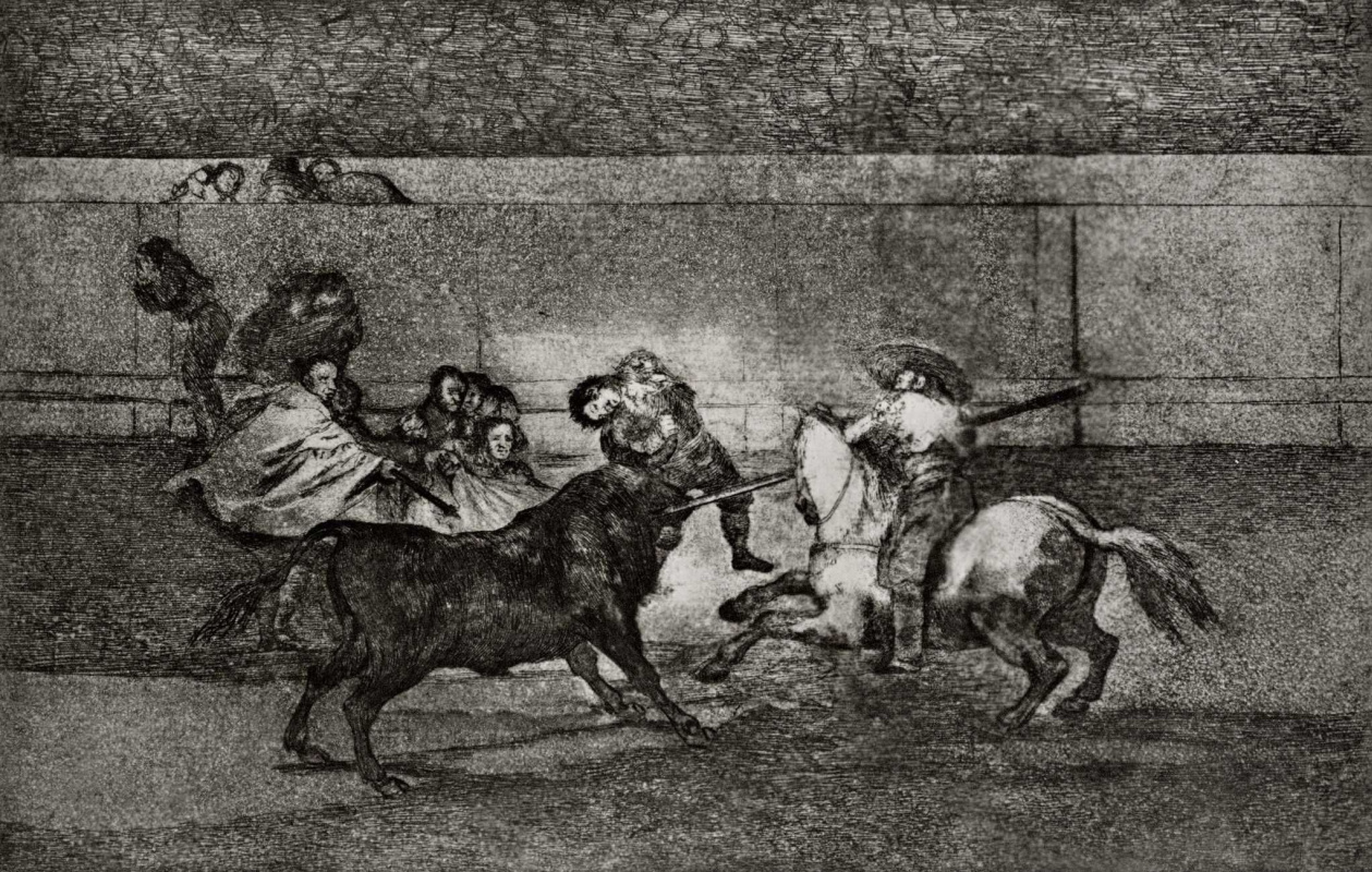 Francisco Goya. A series of "Tauromachia", sheet4: Death of Pepe illo