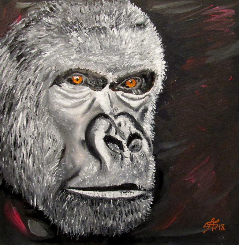 Artashes Badalyan. Portrait of a gorilla - cardboard-m - 30x30