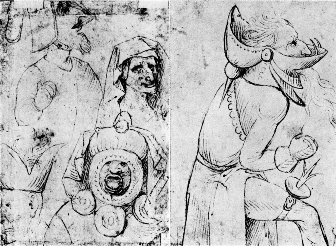 Hieronymus Bosch. Grotesque faces (two side)