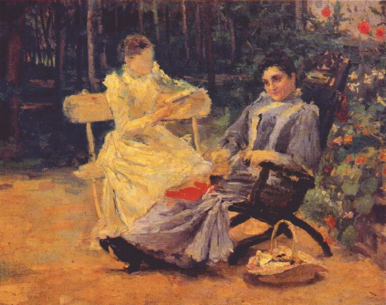 Leonid Pasternak. Two women in the garden near Odessa