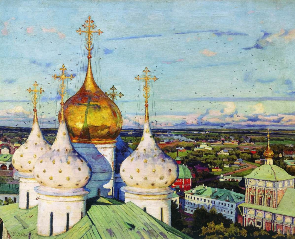 Konstantin Yuon. The dome and swallows. Assumption Cathedral of the Trinity Lavra of St. Sergius