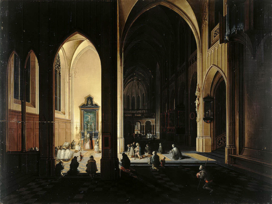 Peter the Great Franken Jerome II Neffs. Interior view of a Gothic Church