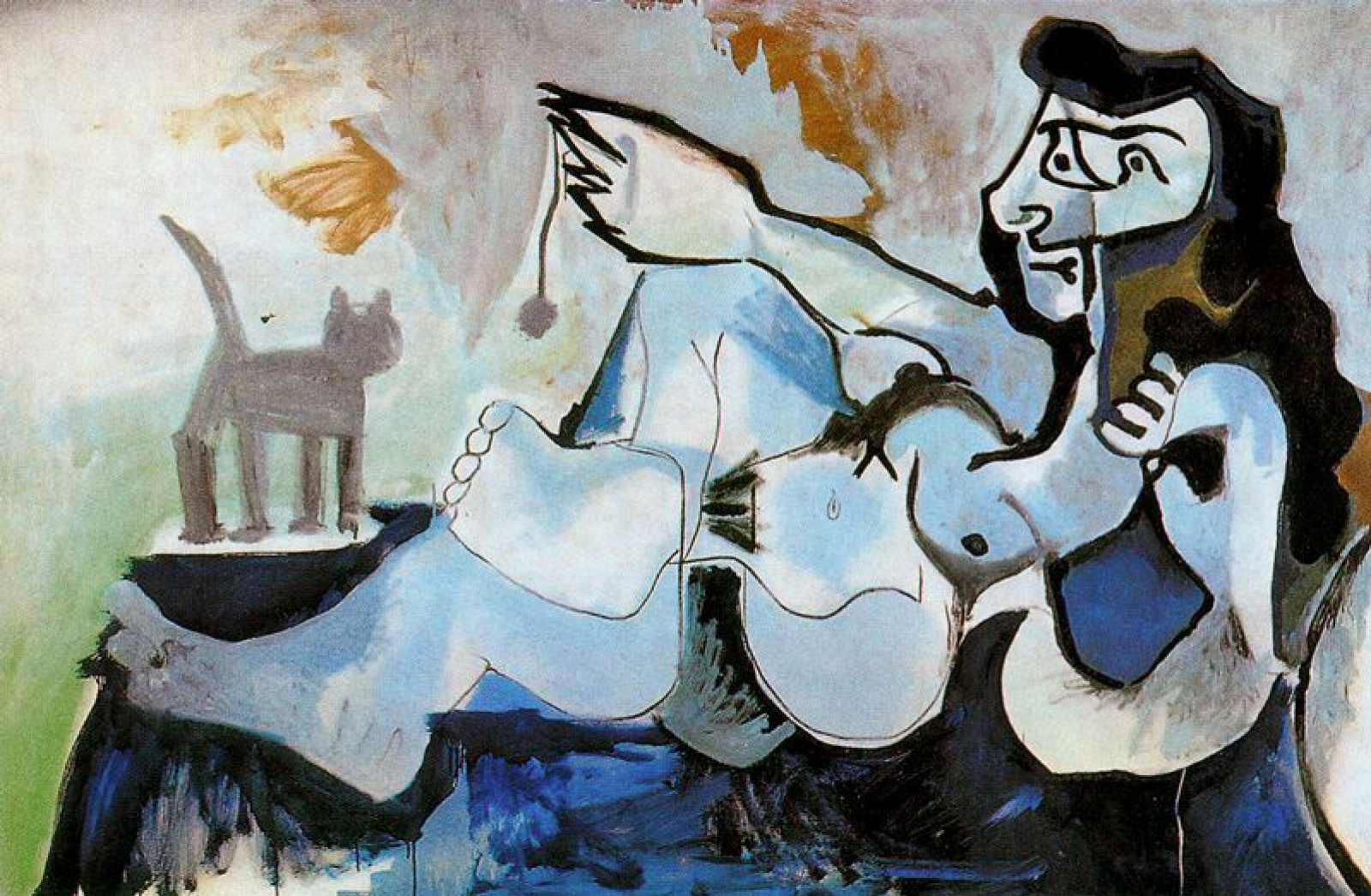 Reclining Nude playing with a cat, 1964 by Pablo Picasso: History, Analysis  & Facts | Arthive