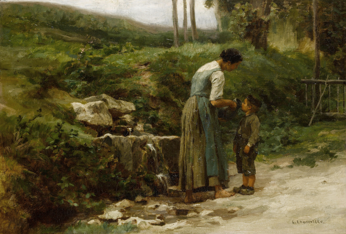 Leon Augustin Lermitt. Washerwomen by a stream