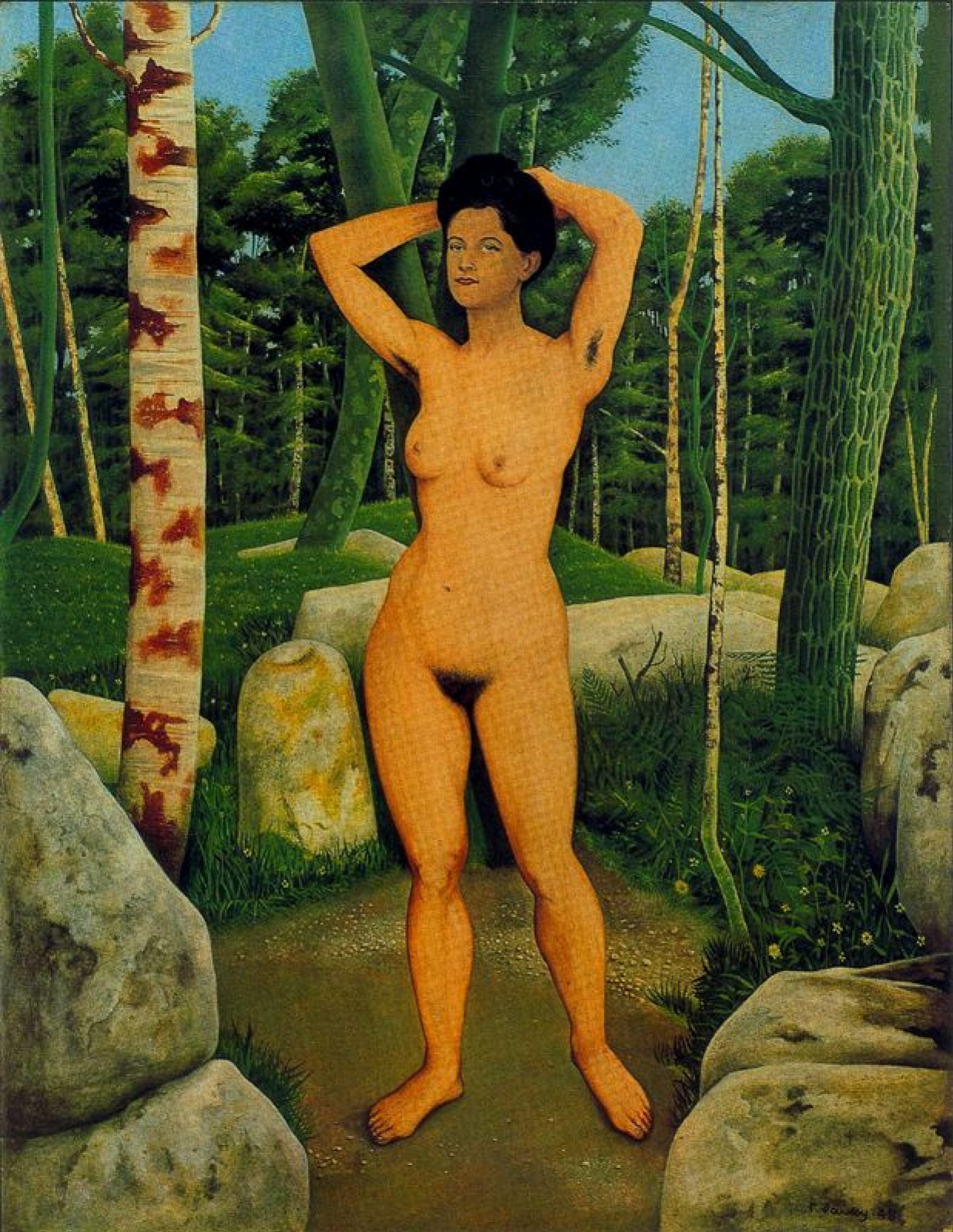 Raymond Daussi Mujer desnuda en el bosque: Descripción de la obra | Arthive