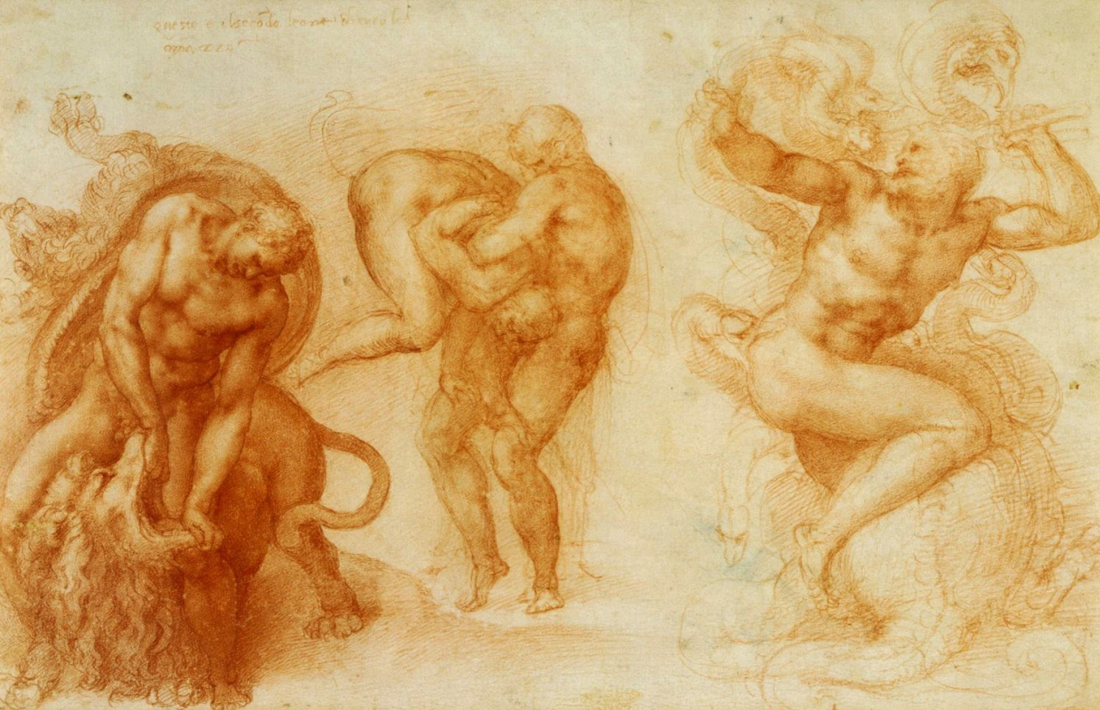 Michelangelo Buonarroti. Three feats of Hercules. Etude