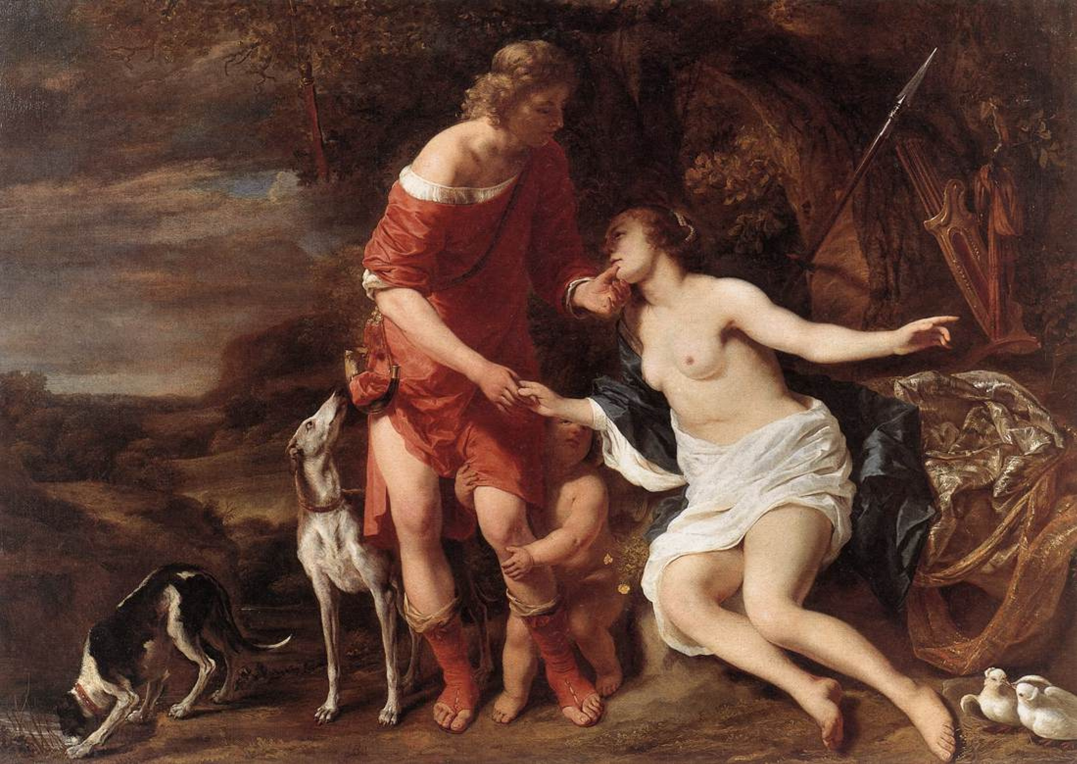 Venus and Adonis 1660 230 168 cm by Ferdinand Baltasars Pain