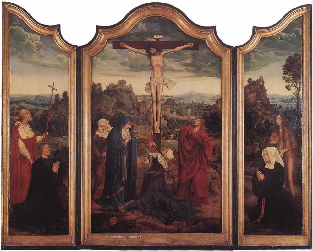 Quentin Massys. Triptych: Christ on the cross with donators