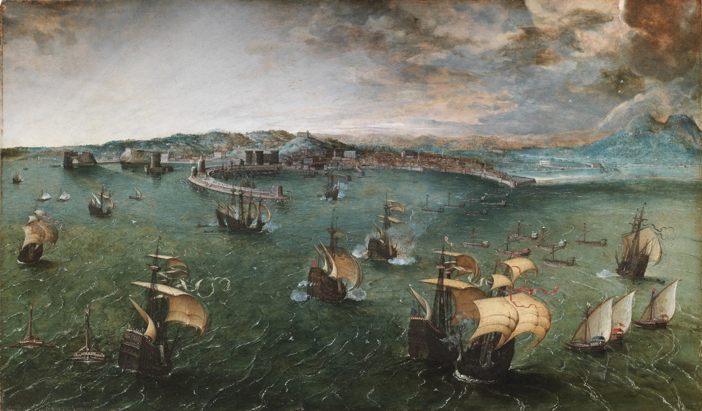 Pieter Bruegel The Elder. Battleship in Neapolitan harbor