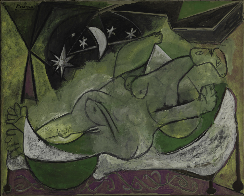 Pablo Picasso. Lying nude under a starry sky