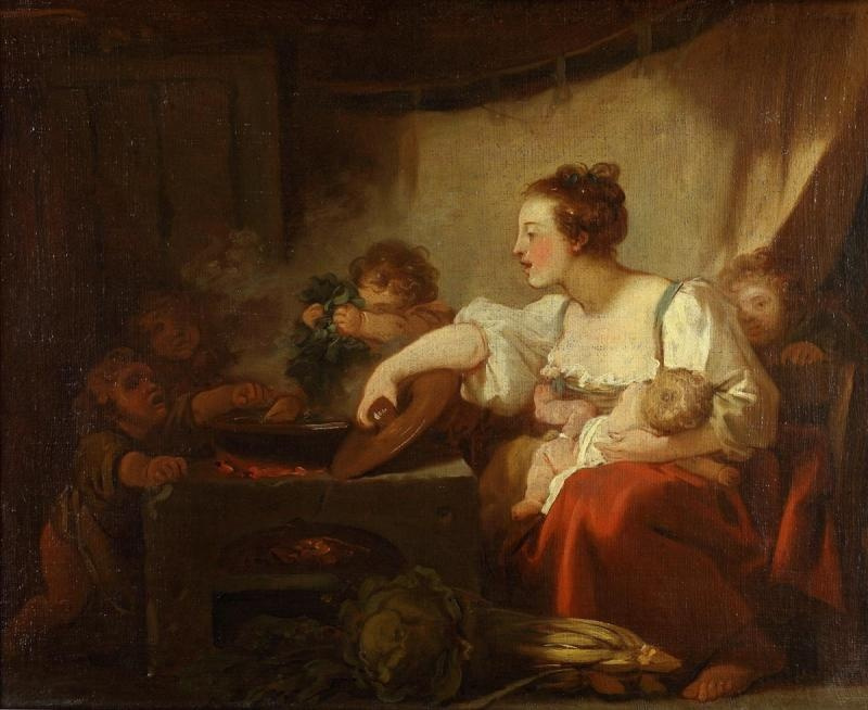 Jean Honore Fragonard. Abendessen kochen